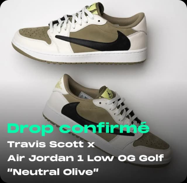 drop confirmé nike air jordan 1 low og golf neutral olive