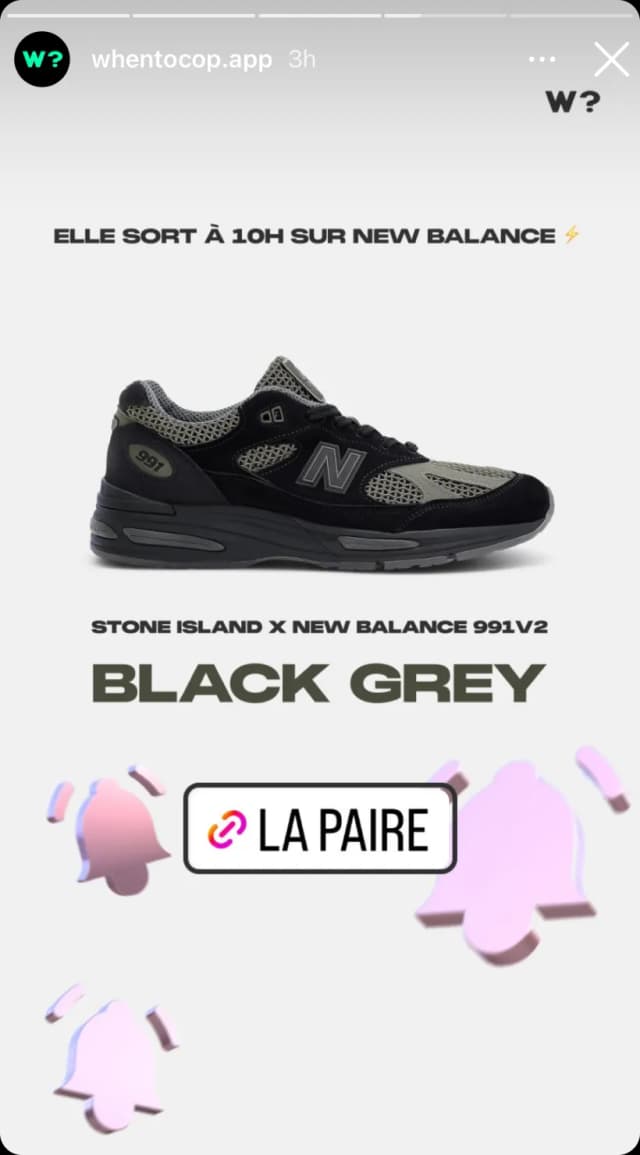 image stone island x new balance 991 v2 black grey