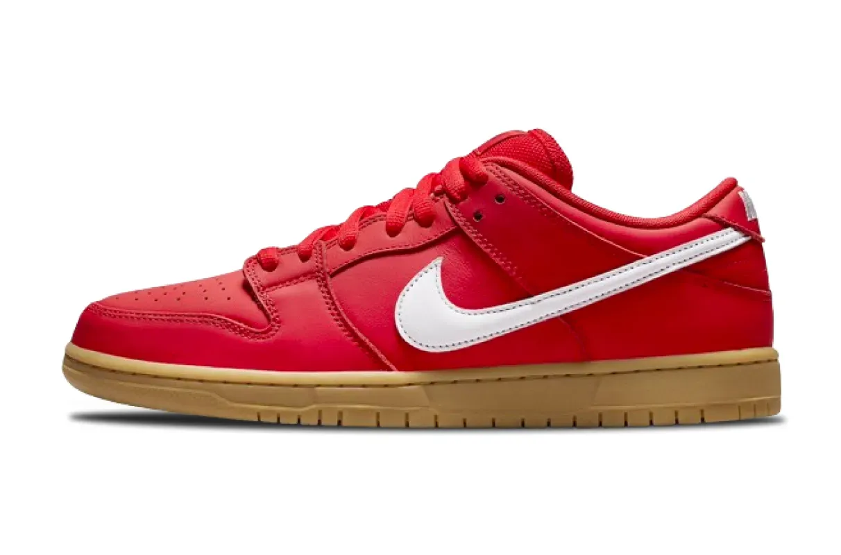 nike sb dunk low university red gum fj1674-600