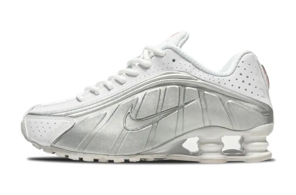 nike shox r4 white metallic silver ar3565-101