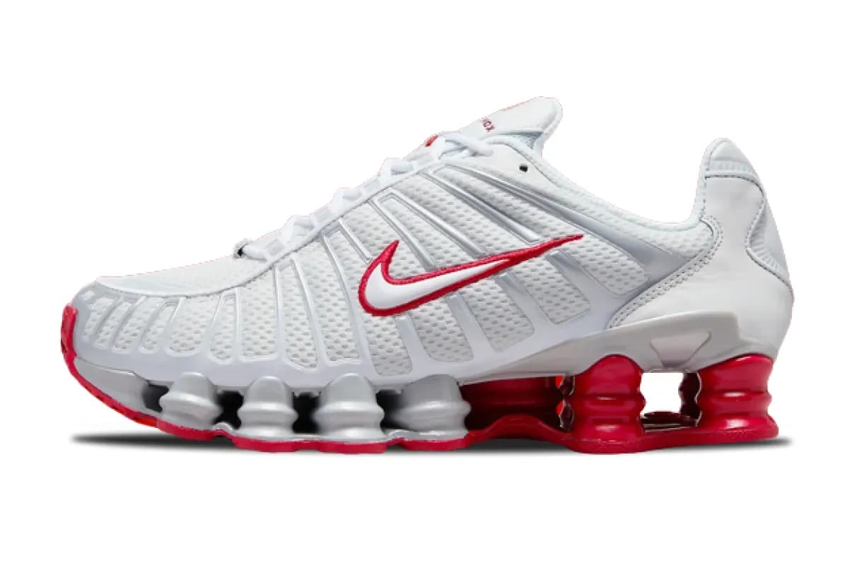 nike shox tl wmns platinum tint white gym red FZ4344-001