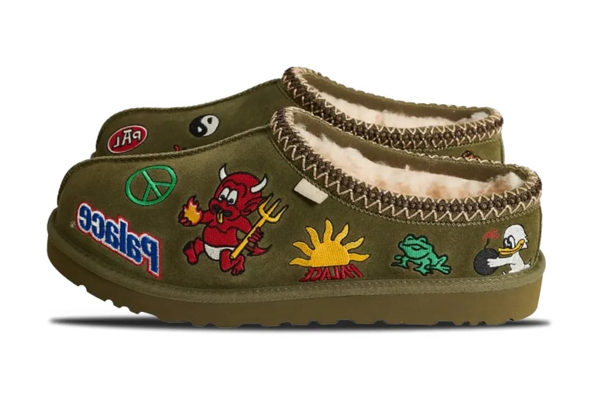 palace ugg tasman slipper green suede