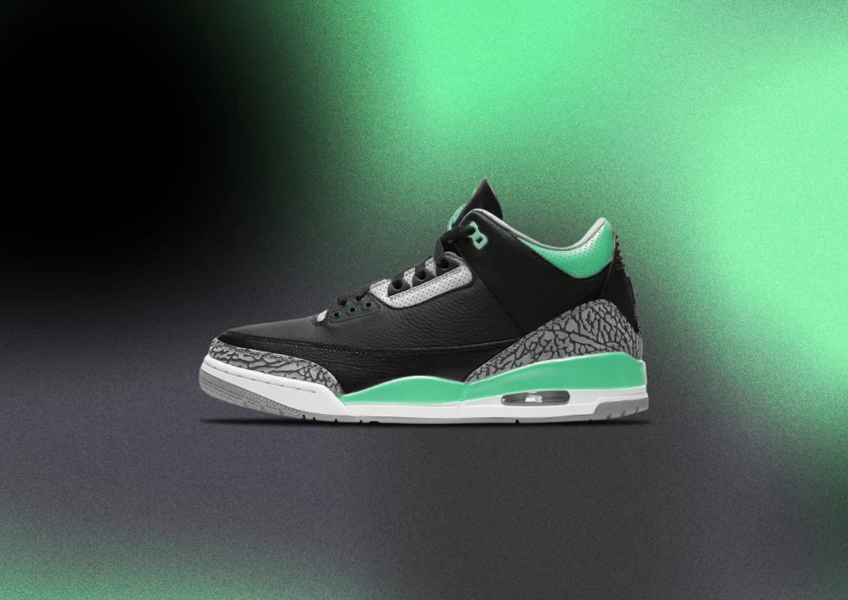 large visual air jordan 3 green glow ct8532-031