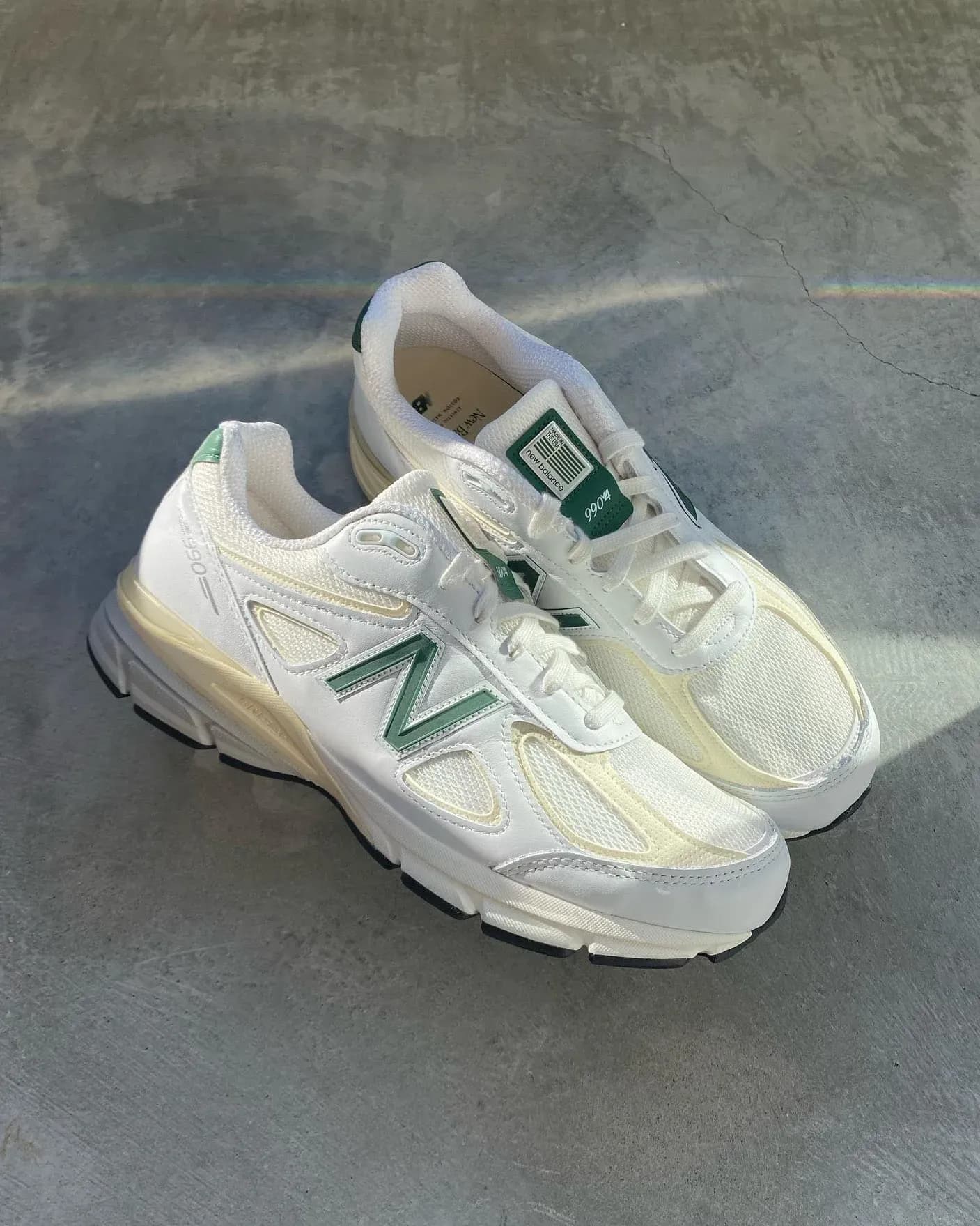 new balance 990v4 made in usa white green U990TC4