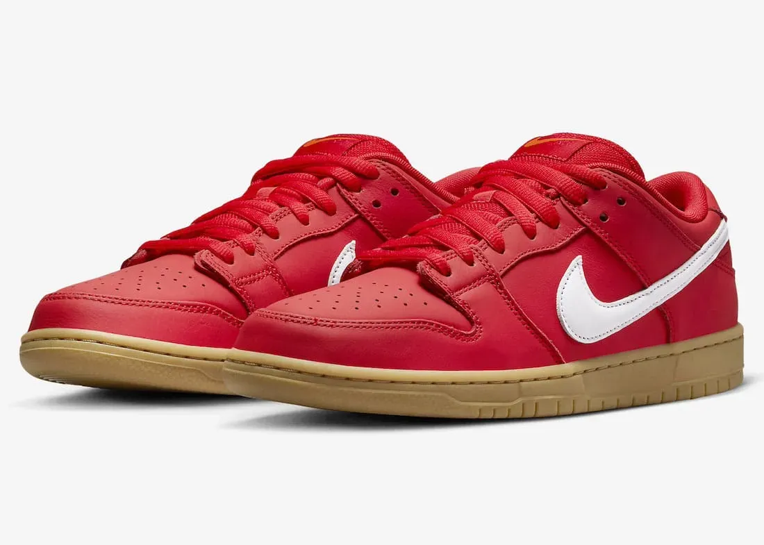 nike sb dunk low university red gum fj1674-600