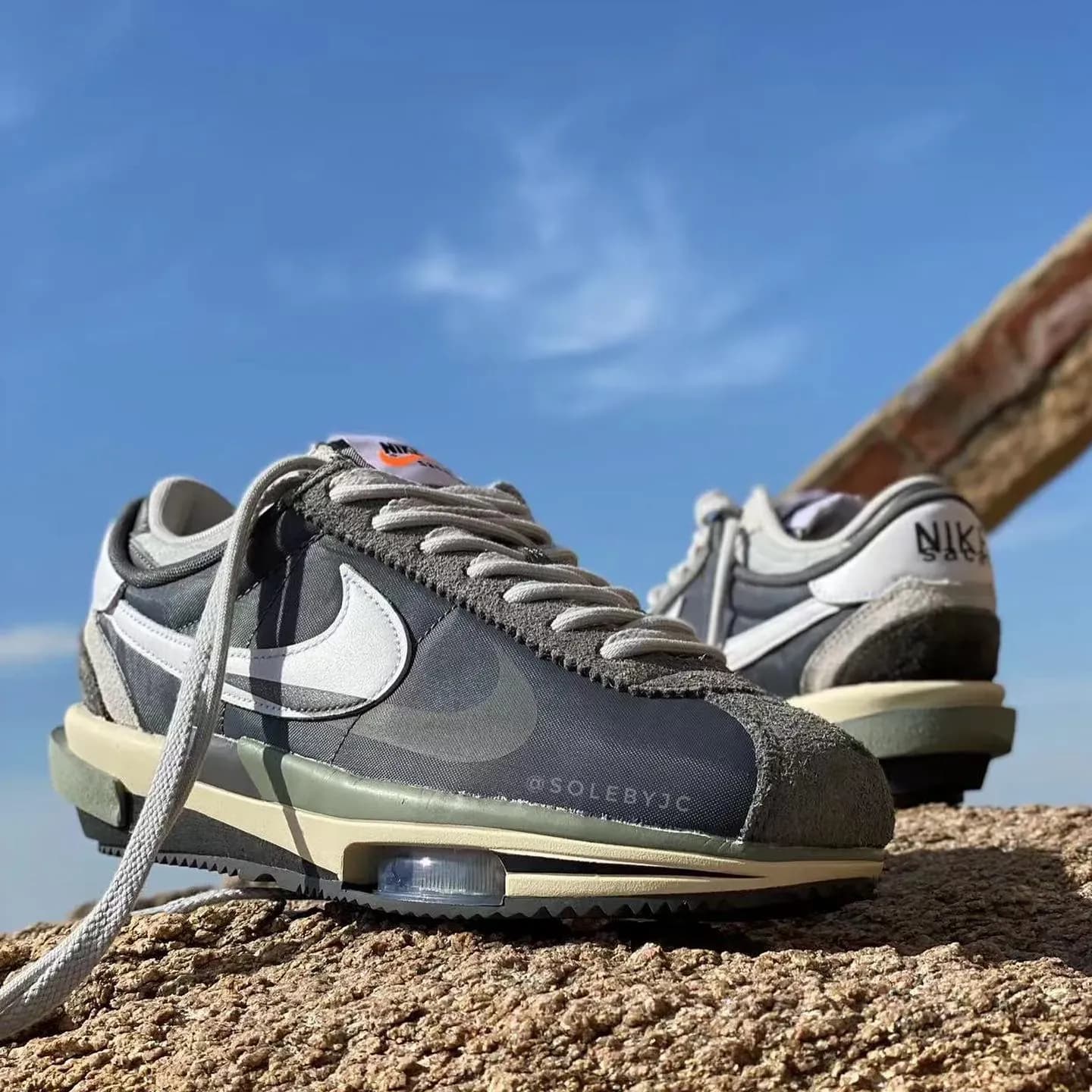 sacai nike zoom cortez iron grey