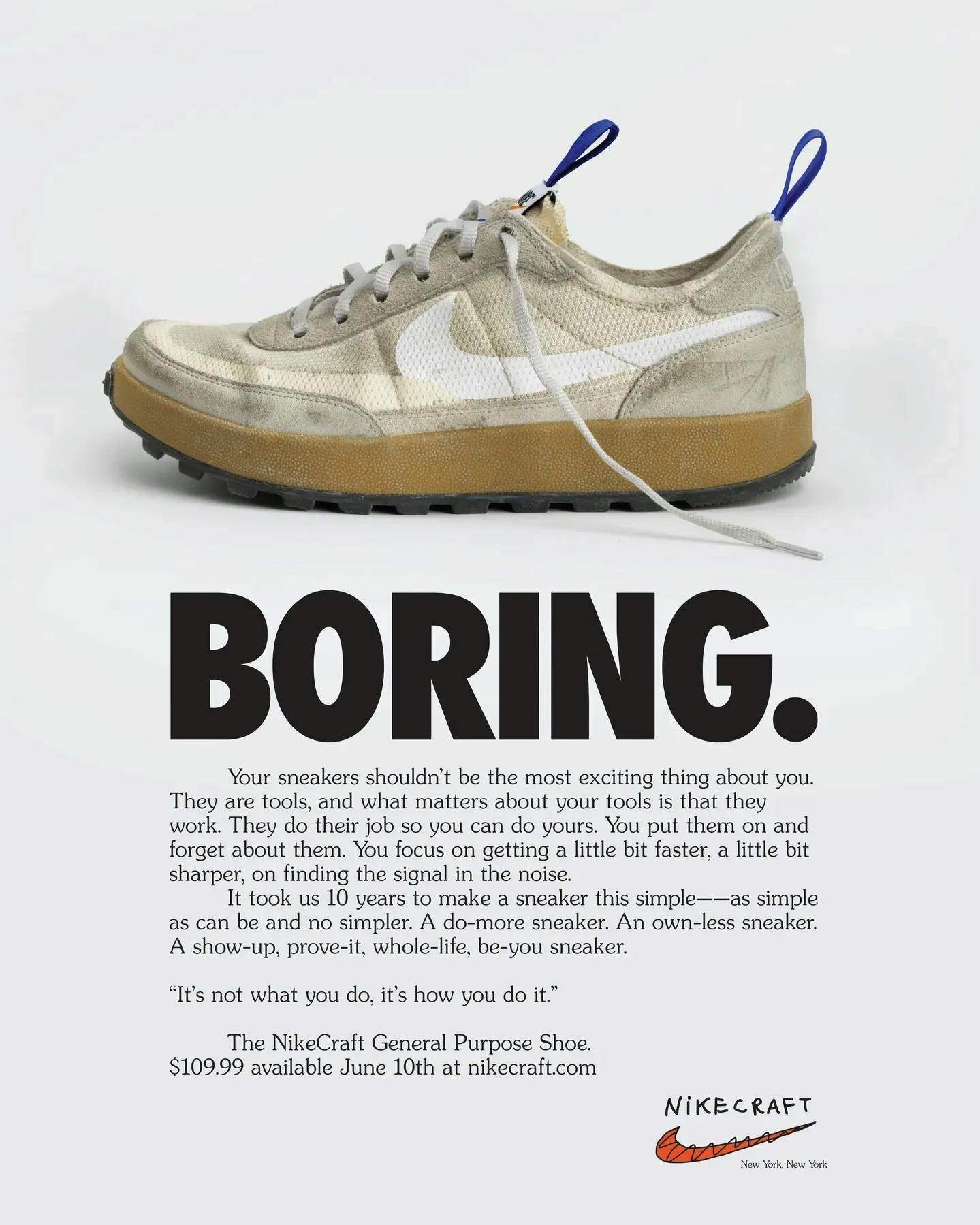 campagne boring tom sachs nikecraft general purpose shoe light cream
